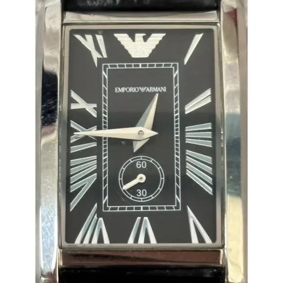 Emporio Armani Unisex Black Silver Tank Watch AR 1636 #67816